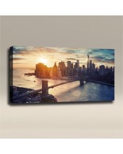 AcousticART Curated Cities Collection #C4L5 Brooklyn Bridge Manhattan Skyline - Size: 48" W x 24" H x 2" - Landscape