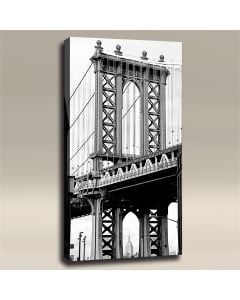 AcousticART Curated Cities Collection #C4P1 Brooklyn Bridge from Land BW - Size: 48" L x 24" W x 2" - Portrait