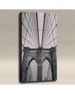 AcousticART Curated Cities Collection #C4P3 Brooklyn Bridge from Deck BW - Size: 48" L x 24" W x 2" - Portrait