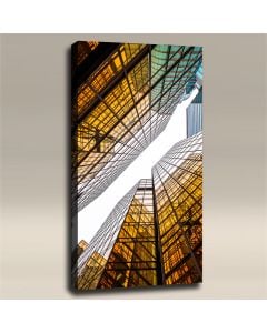 AcousticART Curated Cities Collection #C4P5 Skyscrapers Looking Up - Size: 48" L x 24" W x 2" - Portrait