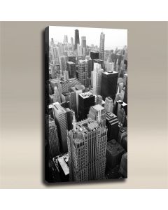 AcousticART Curated Cities Collection #C4P4 Chicago SKyline BW - Size: 48" L x 24" W x 2" - Portrait