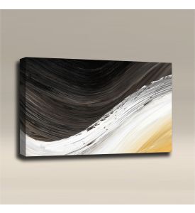 AcousticART Curated Abstract Art Collection #A3L4 Abstract Swirl Yellow and Black - Size: 36" W x 24" H x 2" - Landscape