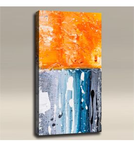 AcousticART Curated Abstract Art Collection #A4P3 Grungy Abstract Orange and Blues - Size: 48" L x 24" W x 2" - Portrait