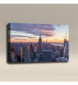 AcousticART Curated Cities Collection #C3L2 New York city skyline Panoramic - Size: 36" W x 24" H x 2" - Landscape