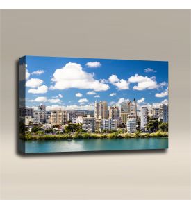 AcousticART Curated Cities Collection #C3L2 Condado Beach Puerto Rico - Size: 36" W x 24" H x 2" - Landscape