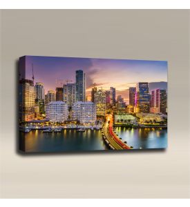 AcousticART Curated Cities Collection #C3L1 Biscayne Bay Miami - Size: 36" W x 24" H x 2" - Landscape