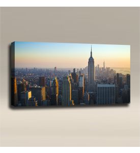 AcousticART Curated Cities Collection #C4L4 NYC sunset Empire State - Size: 48" W x 24" H x 2" - Landscape