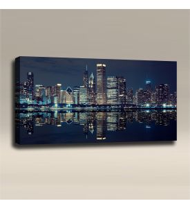 AcousticART Curated Cities Collection #C4L3 Chicago at Night - Size: 48" W x 24" H x 2" - Landscape