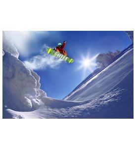 Snowboarder performing aerial jump - ID # 121424542