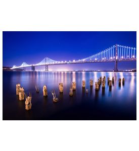 Bay Bridge between San Francisco and Treasure Island at night - ID # 145804934