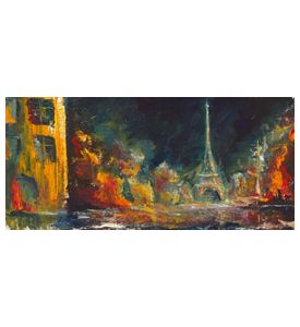 Abstract night paris Original oil old city beautiful night - ID # 208793458