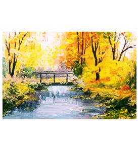 Oil painting landscape - colorful autumn forest - ID # 235732042