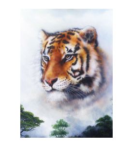 Beautiful oil painting tiger looking background profile - ID # 246628318