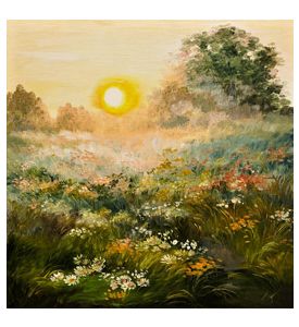 oil painting - sunrise in the field - ID # 247068745