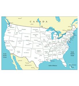 Usa States With Capitals And Main Cities - ID # 247331671