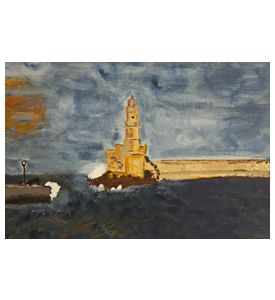 Hand painted watercolor painting old lighthouse  - ID # 248384860