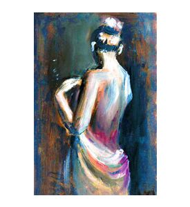 Expressive oil painting with woman figure illustration poster  - ID # 248434585