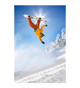 Snowboarder jumping against blue sky 1 - ID # 82755025