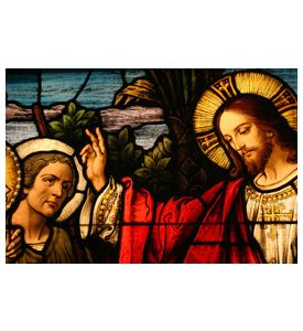 Stained Glass Showing Jesus Blessing A Man - ID # 10011374