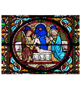 Stained Glass Window With A Nativity Scene - ID # 10830577