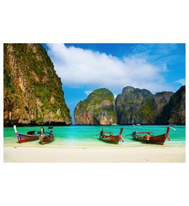 Tropical Beach - Traditional Long Tail Boats Thailand - ID # 12791054