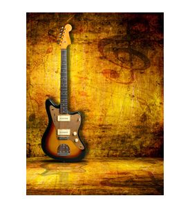 Electric Guitar On Grunge Dark Musical Background - ID # 17699499