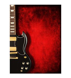 Electric Black Guitar On Dark Red Background - ID # 17875822