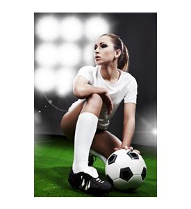 Yong Female Football Player On Stadium - ID # 20182631