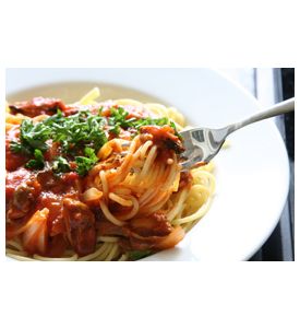 Spaghetti With Tomato Sauce And Persil Garnish - ID # 2165080