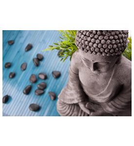 Buddha With Bamboo - Massage Stones And Shell - ID # 22584225