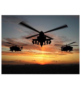 Silhouette Of Helicopter Over Sunset - ID # 2597149