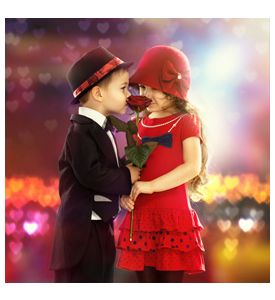 Lovely Little Boy Giving A Rose To Girl - ID # 60471791