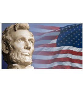 Abraham Lincoln With The Current Us Flag - ID # 7800150