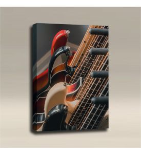 AcousticART Curated Music Collection #M3P4 Rack of Guitars - Size: 36" L x 24" W x 2" - Portrait