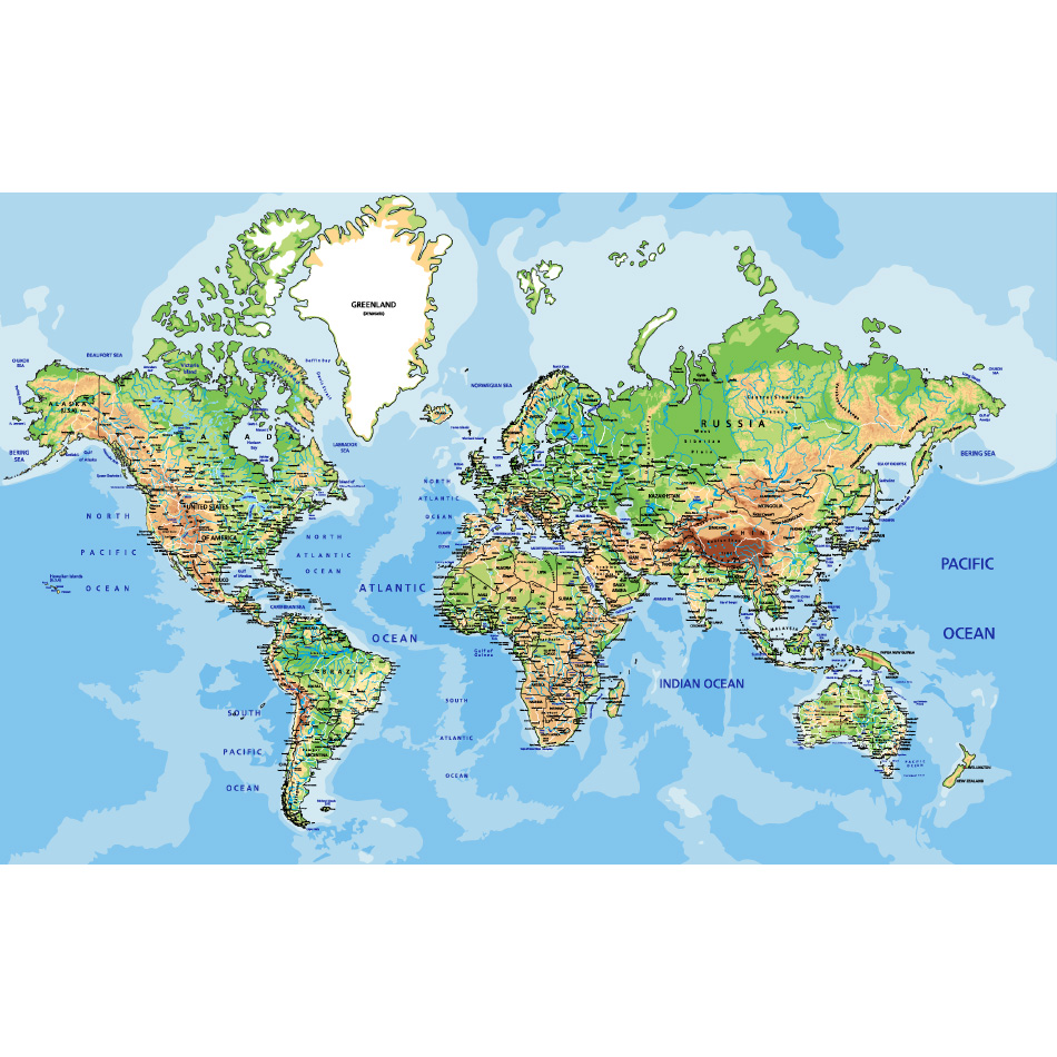 globe map labeled